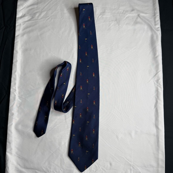 Seigo Katsuragawa New York 100% Silk Men's Neck Tie, Navy Blue Golfing, Golfers - Picture 1 of 6